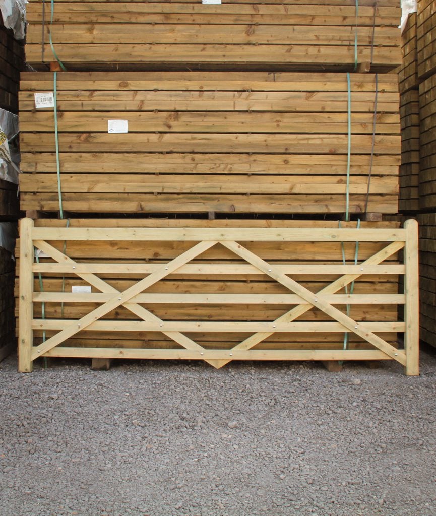 5 bar diamond brace softwood field gates for sale at Golden Larch Fencing.